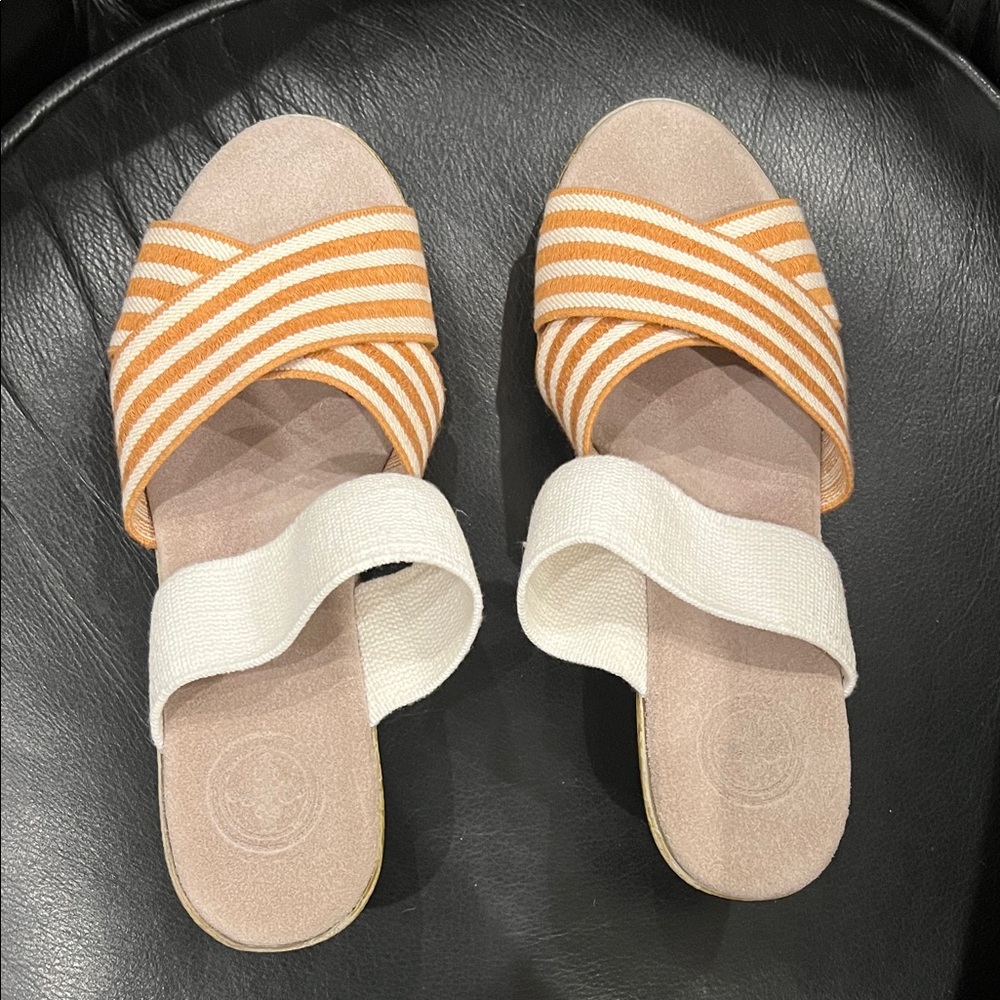 CHARLESTON SHOE CO. Orange and White Striped Sandals